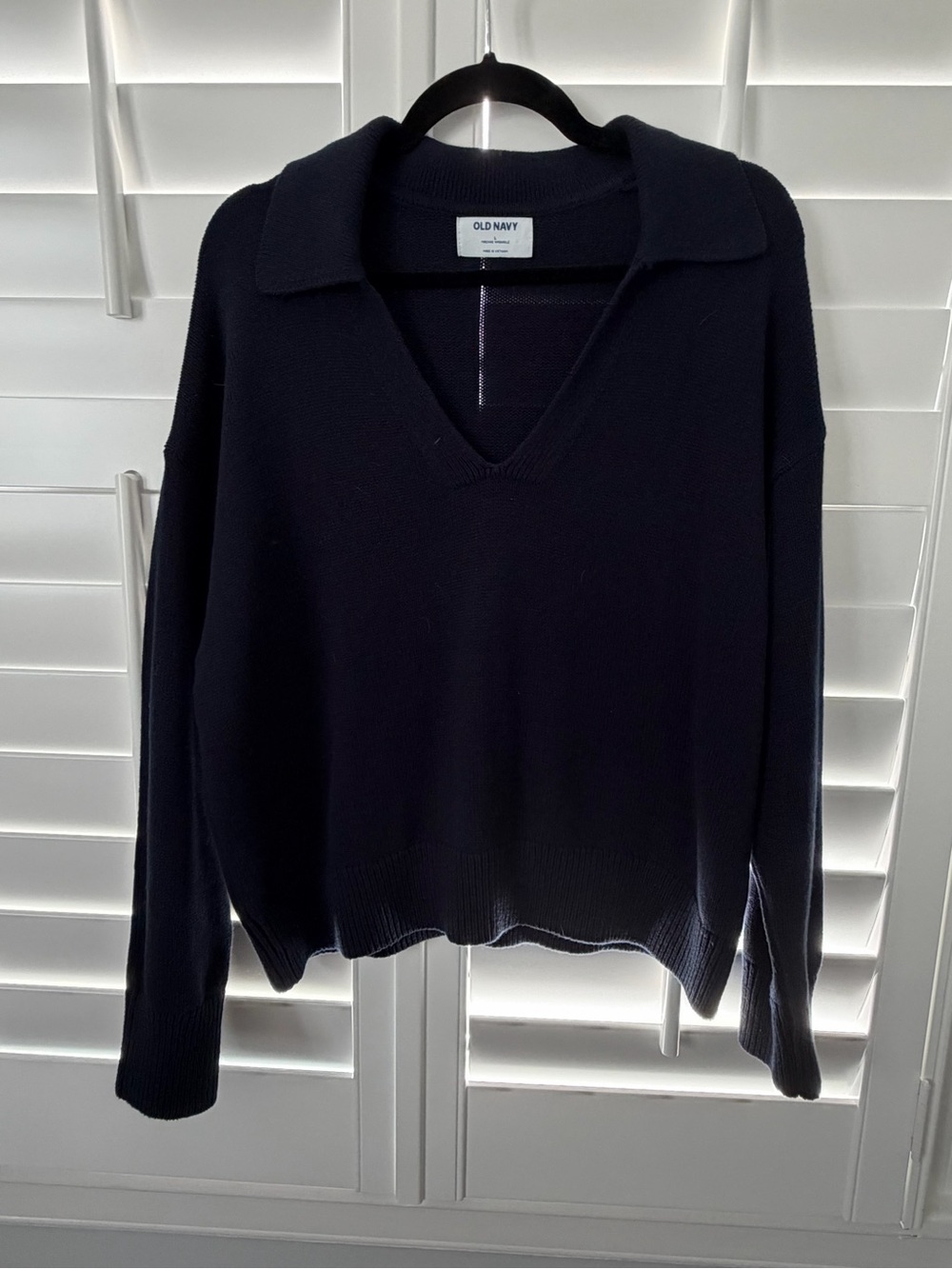 Old Navy Dark Blue V-Neck Sweater with Collar